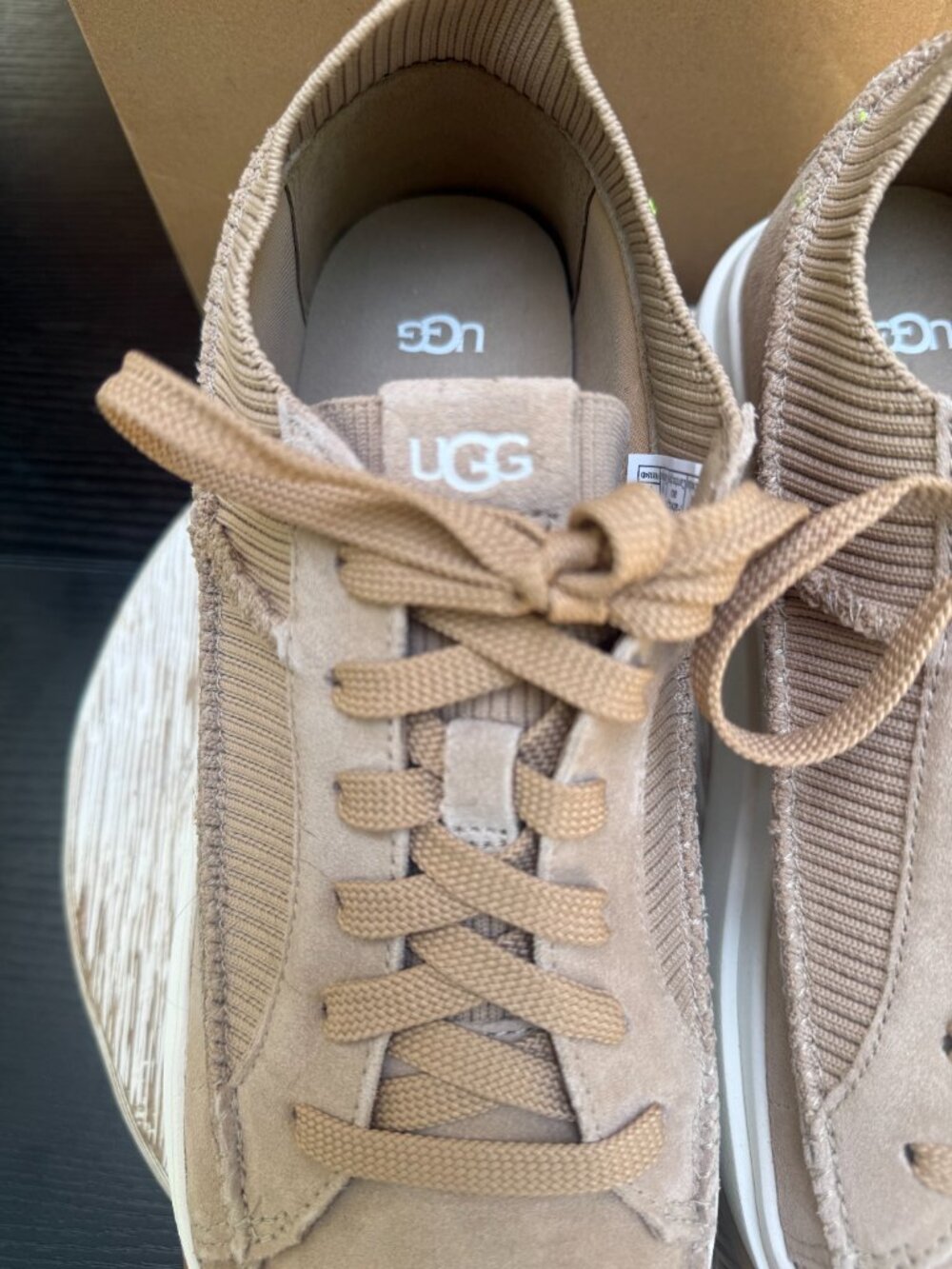 UGG EZ-DUZZIT LACE Platform Sneakers Women's 9 Sand Beige Suede Upper Casual New - Picture 7 of 12